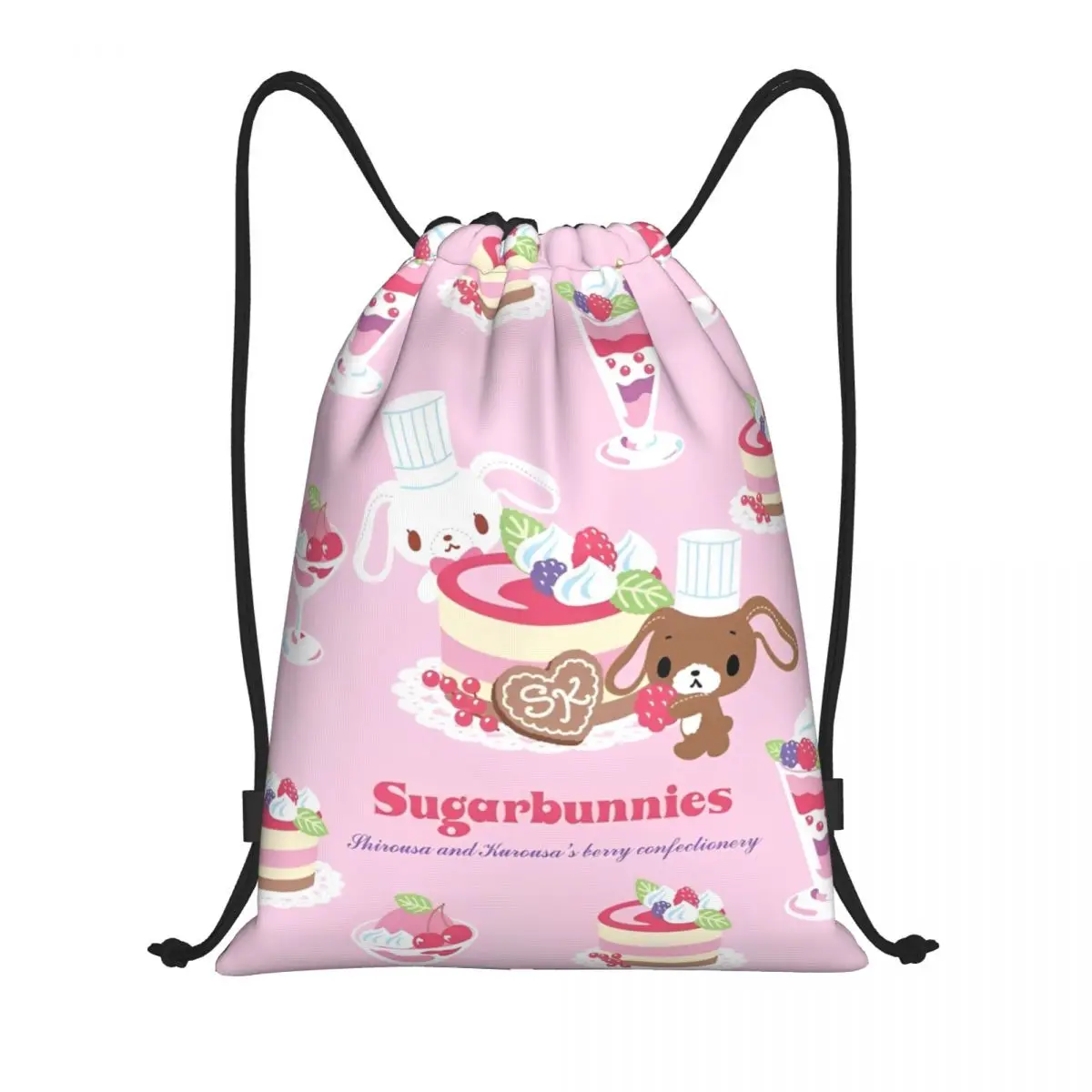 

Cartoon Sugarbunnies Cute Drawstring Bags Sports Backpack Gym Sackpack String Bag for Running