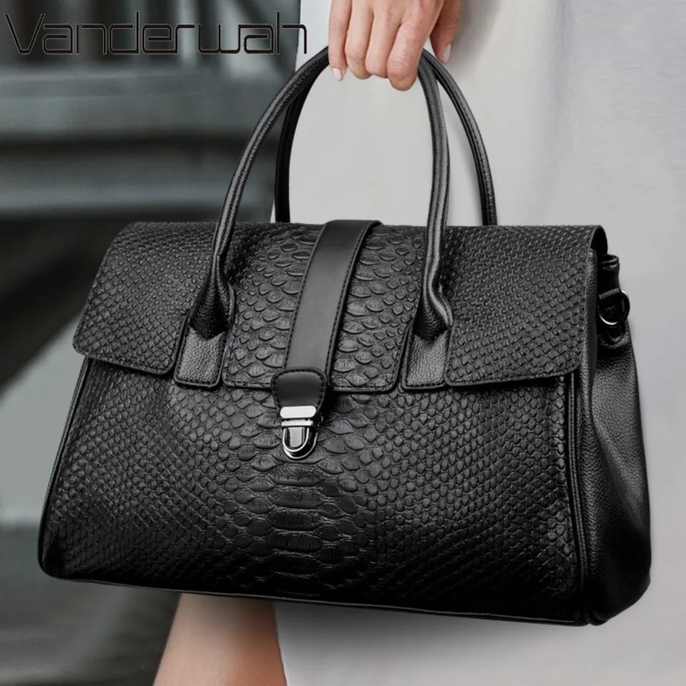 

Large Handbag with Snake Pattern Leather Bags Lady Shoulder Shopping Bag for Women Trend Casual Tote Handbags and Purses