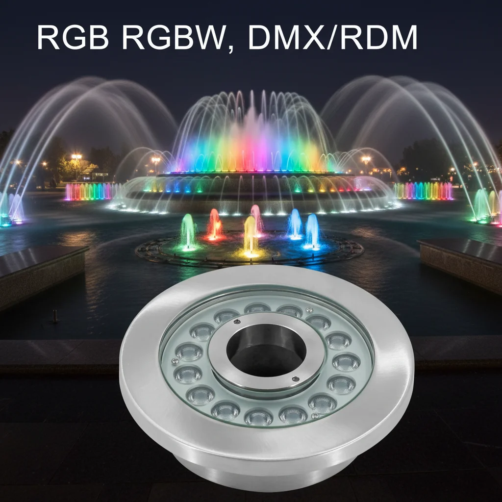 IP68 waterproof LED pool light, RGB LED colored underwater lighting, pond stainless steel underwater fountain ligh