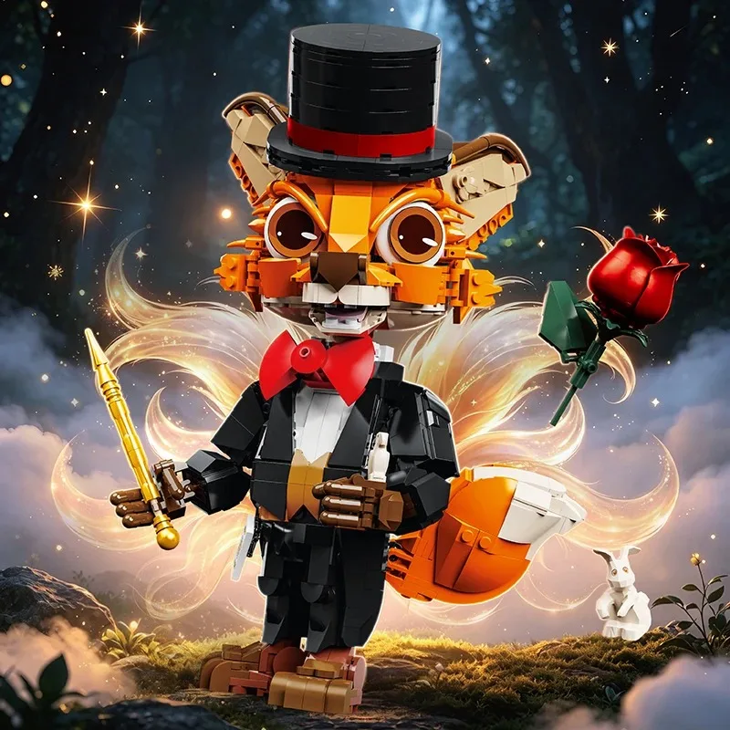 Magic Animals Building Blocks Model Fox Magician Bricks Creative Toys Blocks Ornaments Festival Gifts Halloween Christmas Gifts view 5