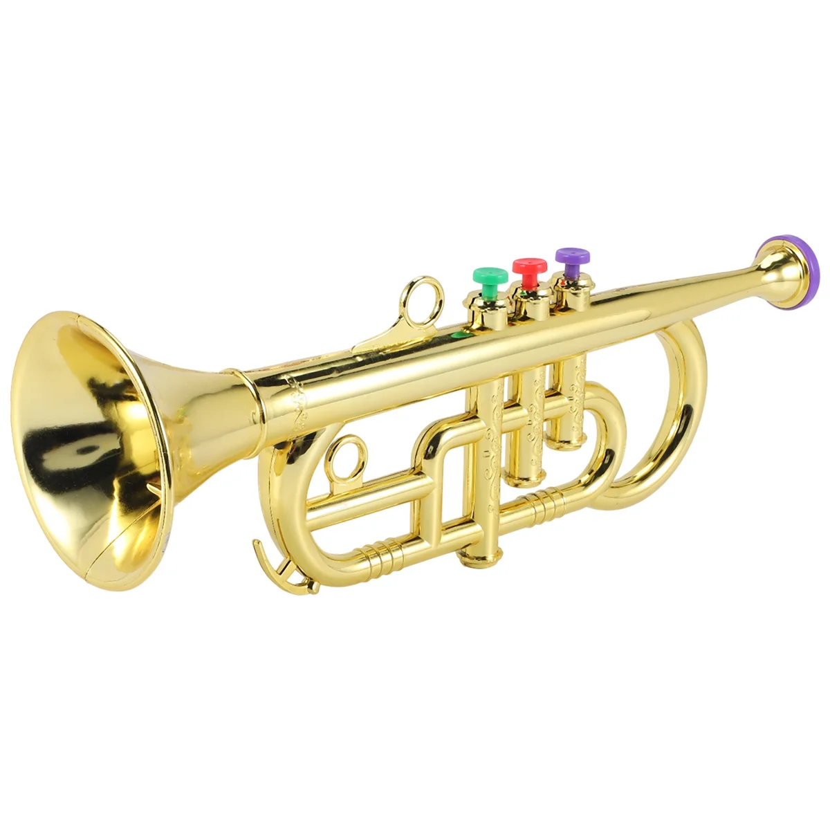 ทรัมเป็ต 3 โทน 3 ปุ่มสีจําลองเล่นมินิดนตรี Wind Instruments สําหรับเด็กวันเกิดของเล่น Gold