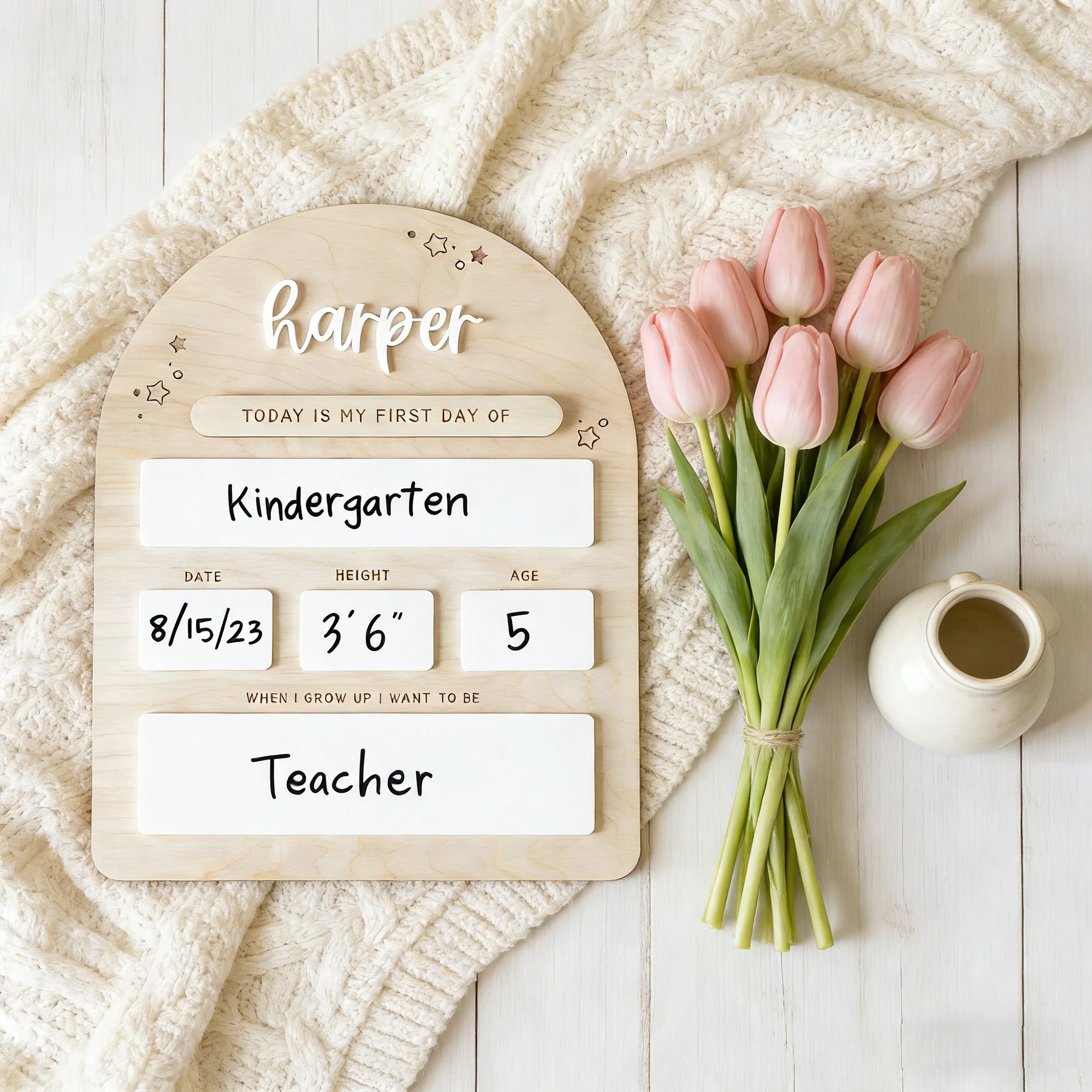 1 Stück Personalisiertes Holzschild mit Namen für den Ersten Schultag, Wand- und Türdekoration für Zuhause, DIY-Geschenk für Kinderzimmer, Geburtstag oder Hochzeit