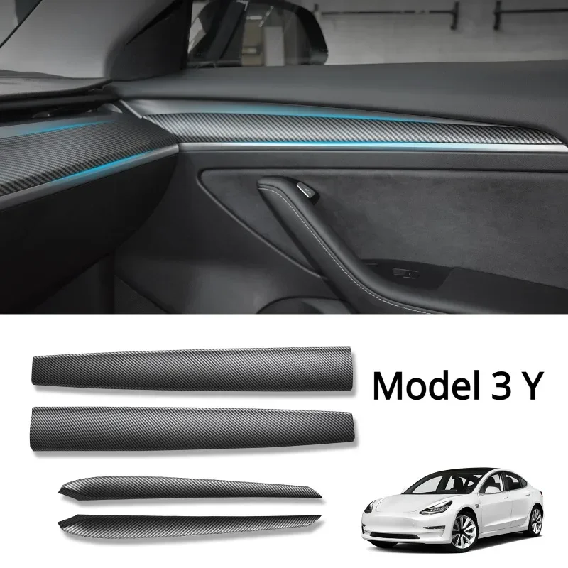 

Dashboard Trim Strip for Tesla Model 3 Y Center Console Panel Sticker Cover Carbon Fiber ABS Modely Car Accessories 2017-2023