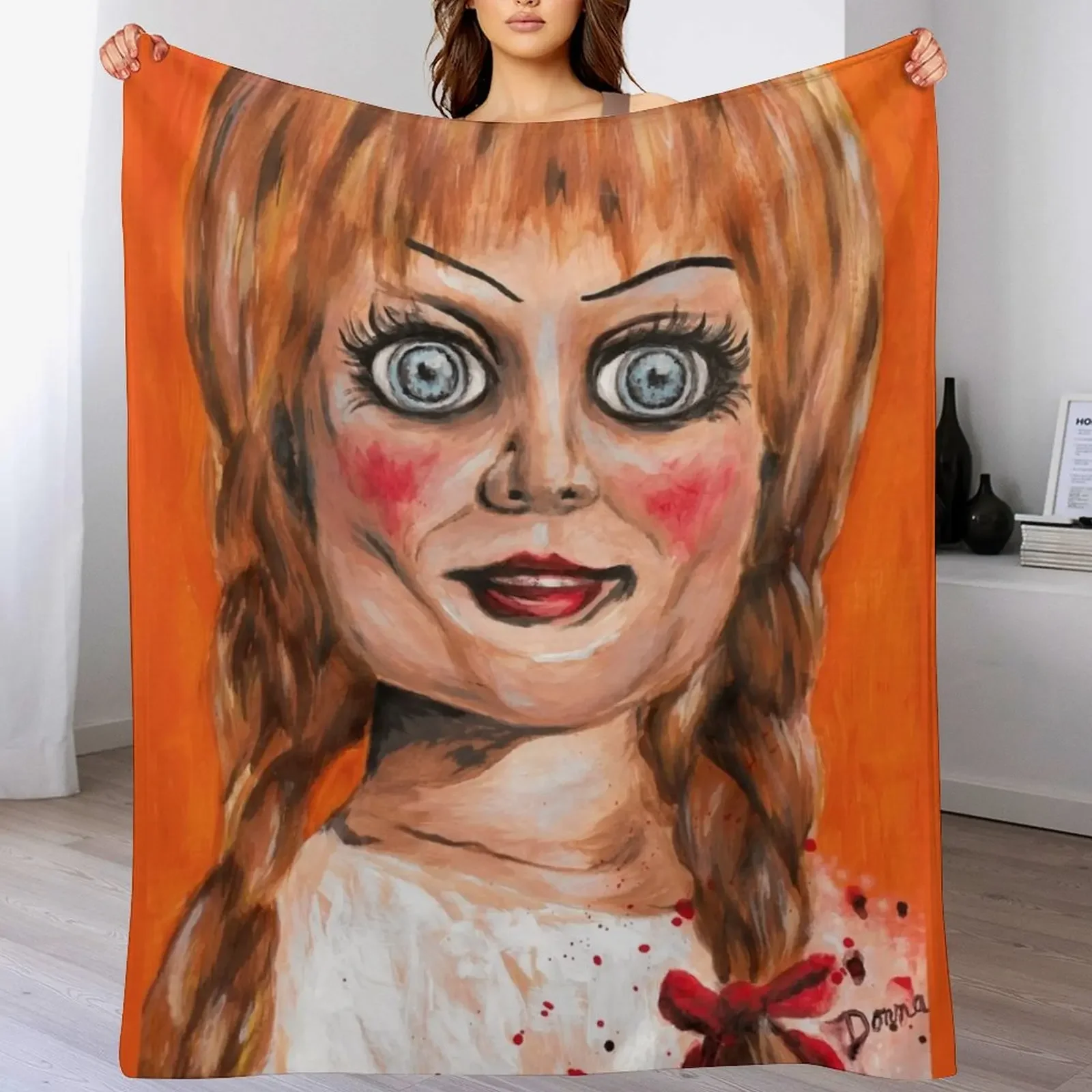 

Annabelle Horror Doll Throw Blanket Single Shaggy Hairy Furry Blankets