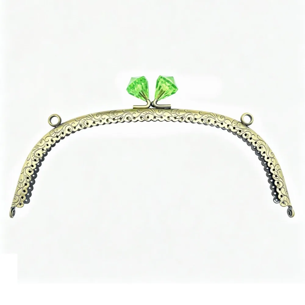 New Iron Metal Purse Frame Embossed Pattern Rhinestone Head Kiss Clasp Arc Shape Bag Clasp DIY Craft