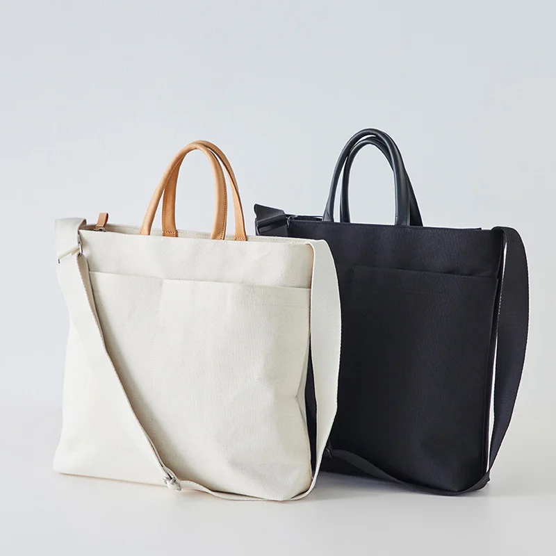 

2024 Japanese simple canvas bag new women's messenger solid soft face shoulder large capacity Tote Bag