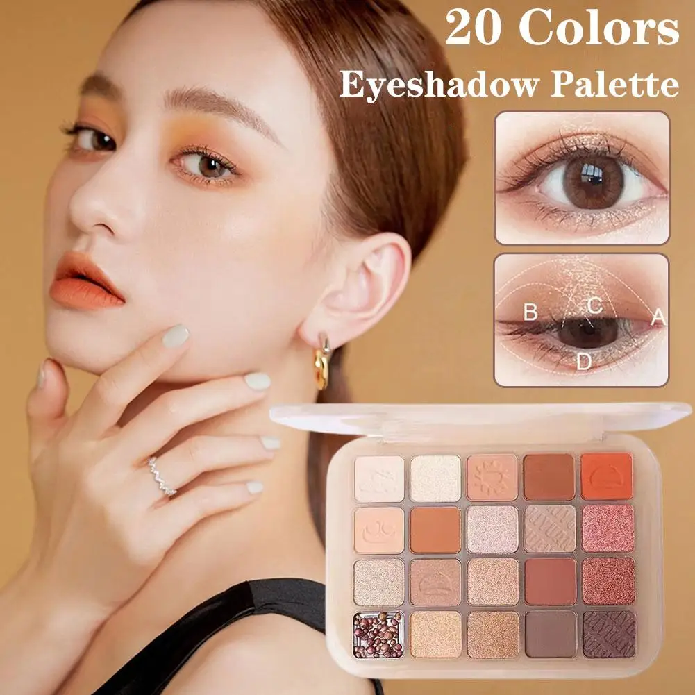 พาเลทอายแชโดว์20สีอะคริลิคประกายกลิตเตอร์กลิตเตอร์แบบผงชิมเมอร์พาเลทอายแชโดว์ Y4M9เครื่องสำอางสีทาตา