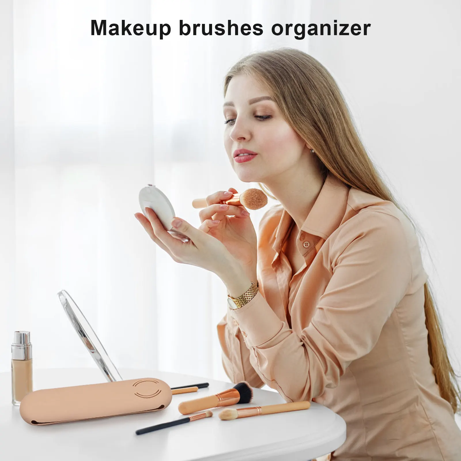 

2Pcs Silicone Makeup Brush Holder Travel Case Compact Exquisite Brush Organizer for Eyebrow Pencil Eyeliner Lipstick Portable