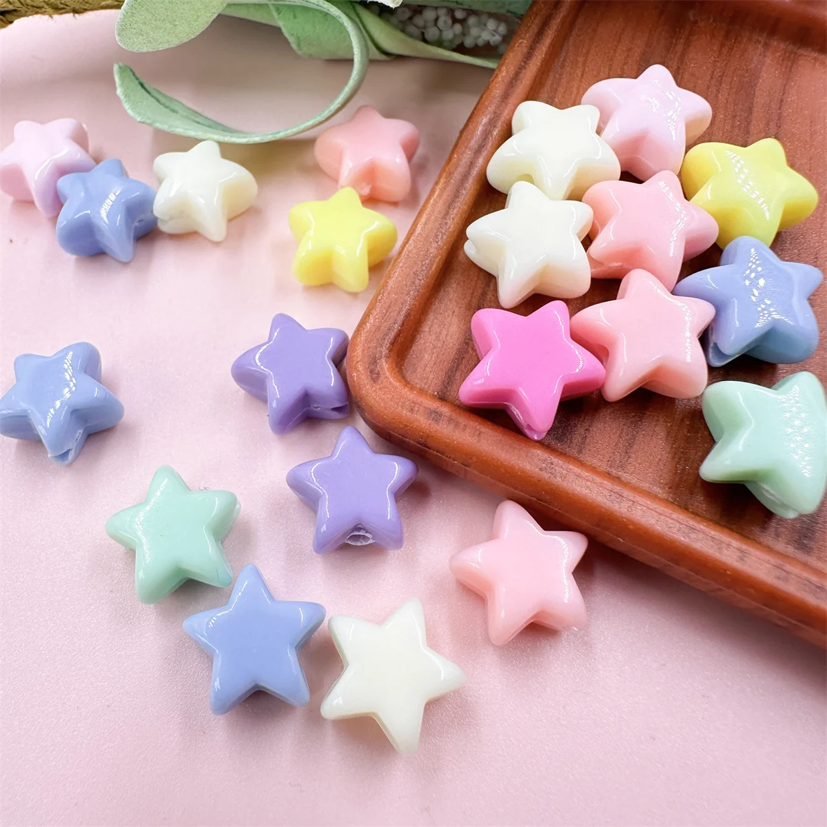 20 unids/lote de cuentas acrílicas de estrella de cinco puntas de 11mm, cuentas espaciadoras sueltas para fabricación de joyería artesanal DIY