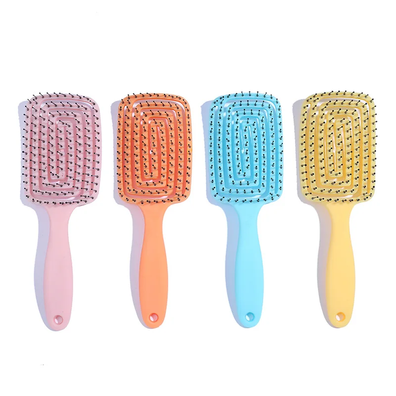 

Mix Color Mosquito Coil Big Bend Hollow Comb Multifunctional Hair Straightening Head Massage Comb Manufacturer Hairdressing Comb