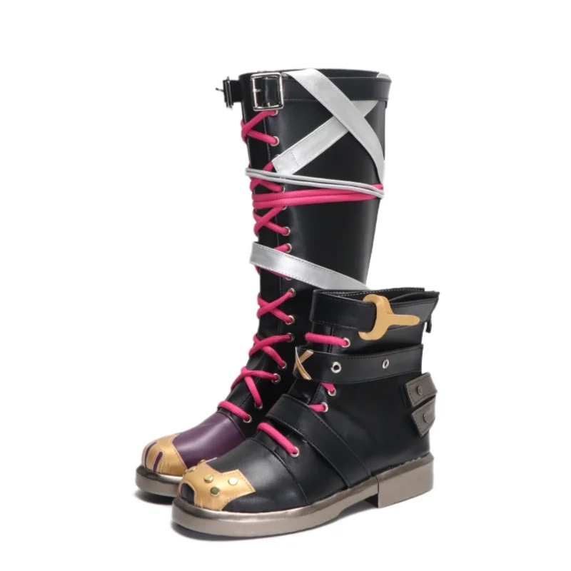Jogo lol jinx cosplay sapatos botas arcane season2 arcane fraturado jinx pó botas de couro do plutônio das mulheres dos homens festa de halloween