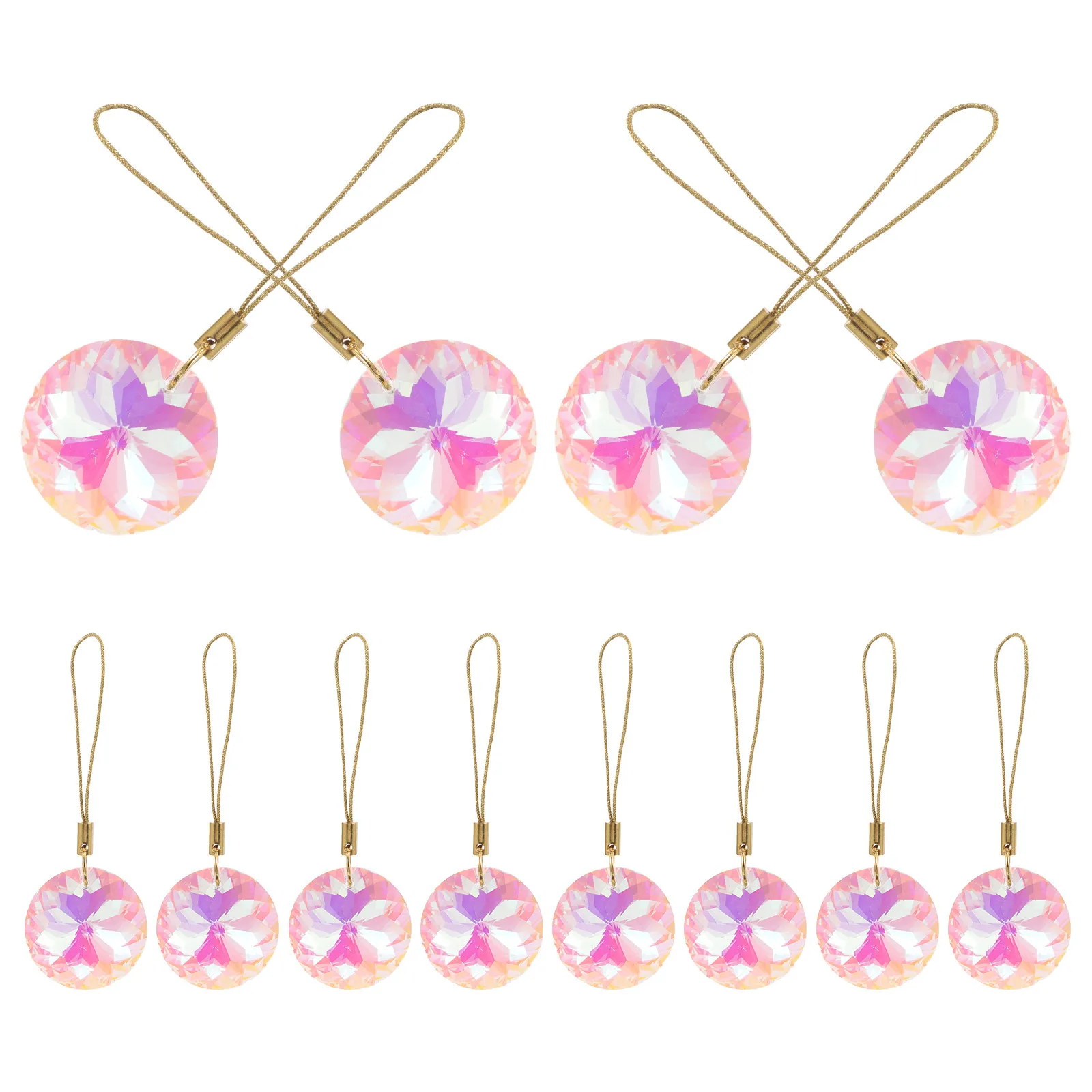 12Pcs Crystal Flower Sun Catcher Prisms for Car Wedding Decor Colorful Light Refracting Hanging Ornament Indoor Outdoor