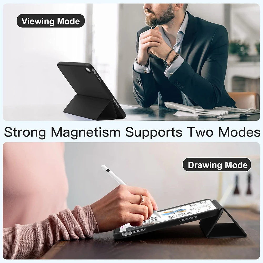 حافظة رفيعة مضادة للصدمات لهاتف سامسونج تاب A8 SM-X200 SM-X205 مع وظيفة الاستيقاظ/النوم التلقائي، تصميم قابل للطي، حافظة من مادة TPU الناعمة