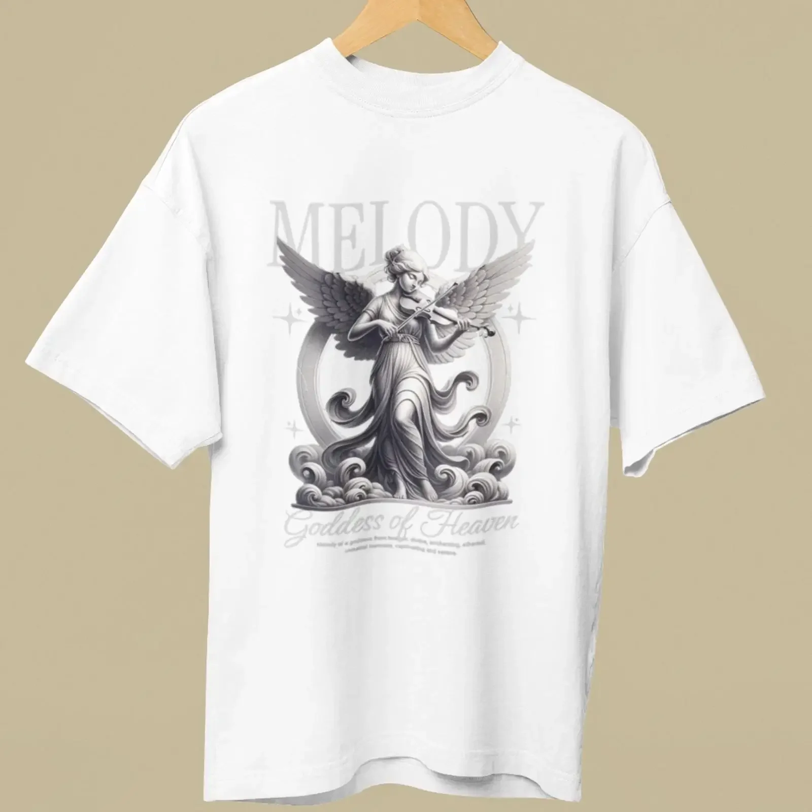 Melody Goddess of Heaven T Shirt Embrace the Divine Harmony vintage Washed Stylish Soft homme Breathable designer clothes