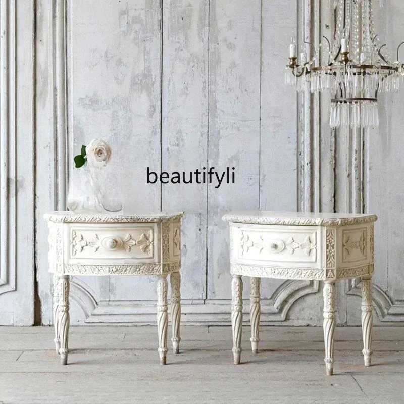 

French Style Solid Wood Noble Bedroom Bedside Table Side Cabinet