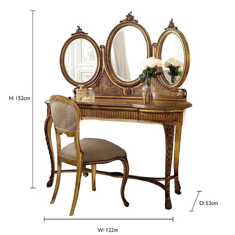 Penteadeira princesa de vime country americano com espelho