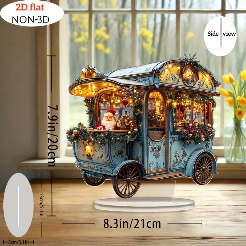 Bohemian Style 2D Acrylic Santa Sleigh Home Decoration Retro Glitzy Christmas Party Gift for Winter Festive Decor