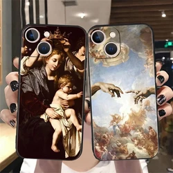Renaissance Art Oil Painting Phone Case For iPhone 15 14 13 12 11 Pro Max Mini X Xs XR 7 8 Plus Mona Lisa Van-Gogh Black Cover