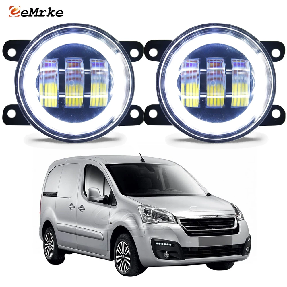 2-Pcs Led Fog Lights PTF 30W Lens for Peugeot Partner S2 2015 2016 2017 2018 Car Turn Signal Lamp White +Yellow Angel Eye DRL