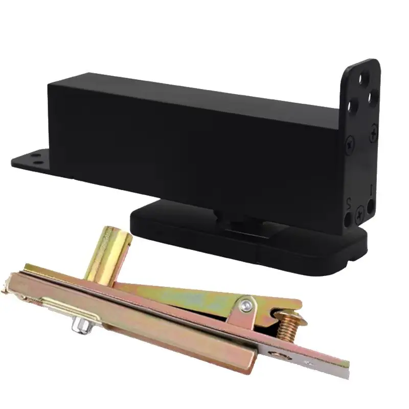 1Set Large Heavy Door Pivot Hinges Hydraulic Buffer Invisible Door Hinges 360° Rotary+Positioning Floor Spring Door Shaft