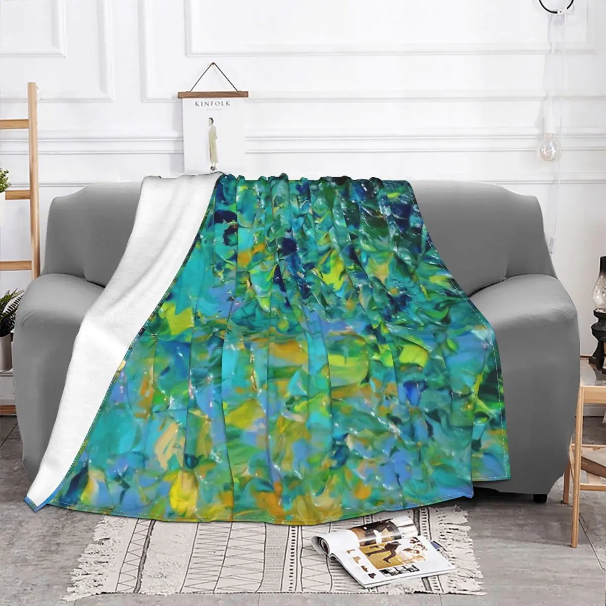 Acrylic Painting Blanket Fleece Plush Plaid BEAUTY BENEATH THE SURFACE Stunning Lake Ocean River Throw Blankets For bed Quilt