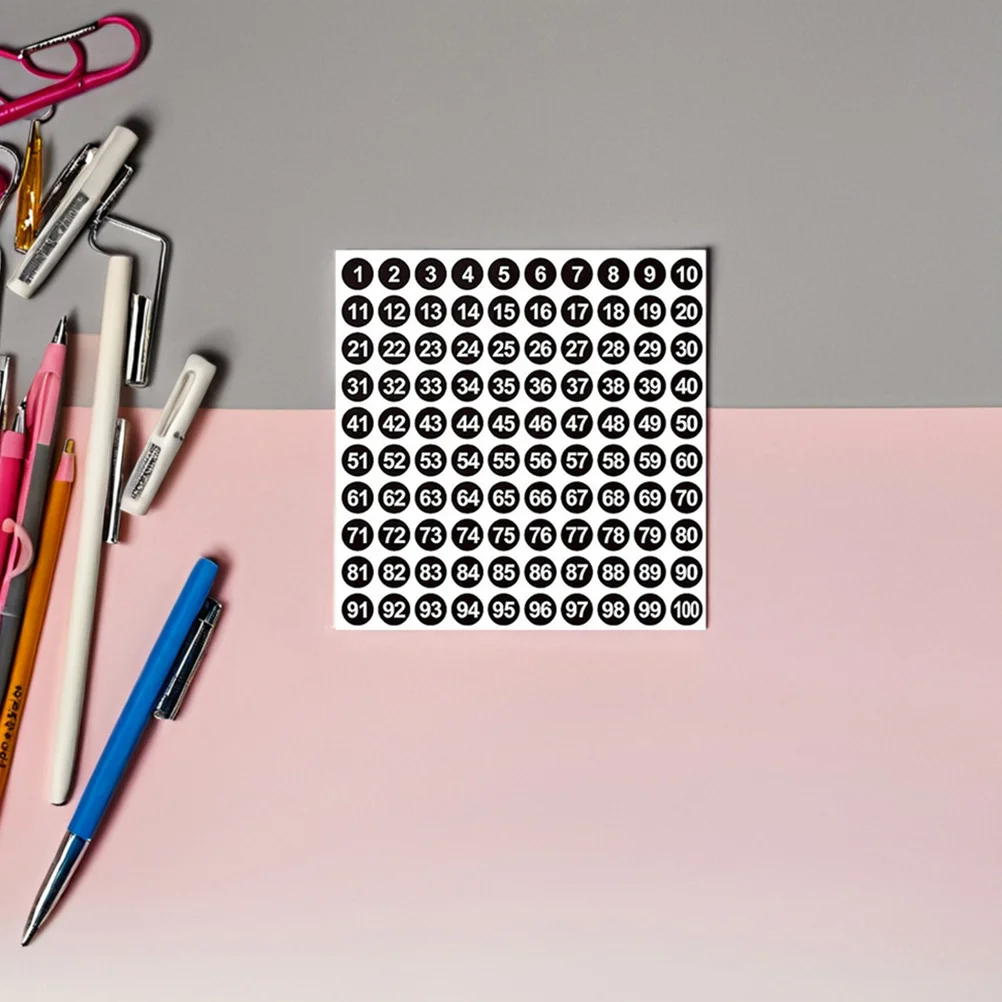 2500 قطعة ملصقات مرقمة ملصقات مستديرة ذاتية اللصق 1-100 علامات أرقام صغيرة ملونة متتالية للمكتب والمدرسة والمنزل