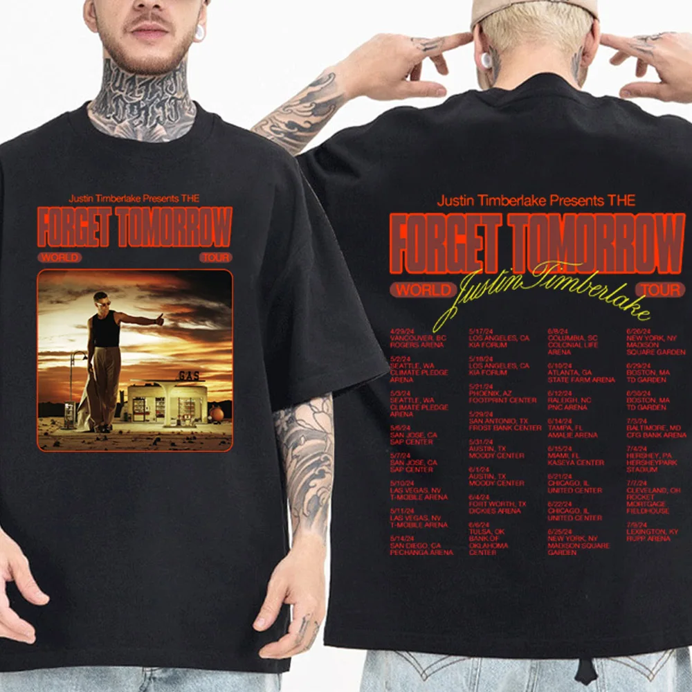 The Forget Tomorrow World Tour Justin Timberlake World Tour T-shirt Man Women Harajuku O-neck Summer Casual Shirt Fans Gift