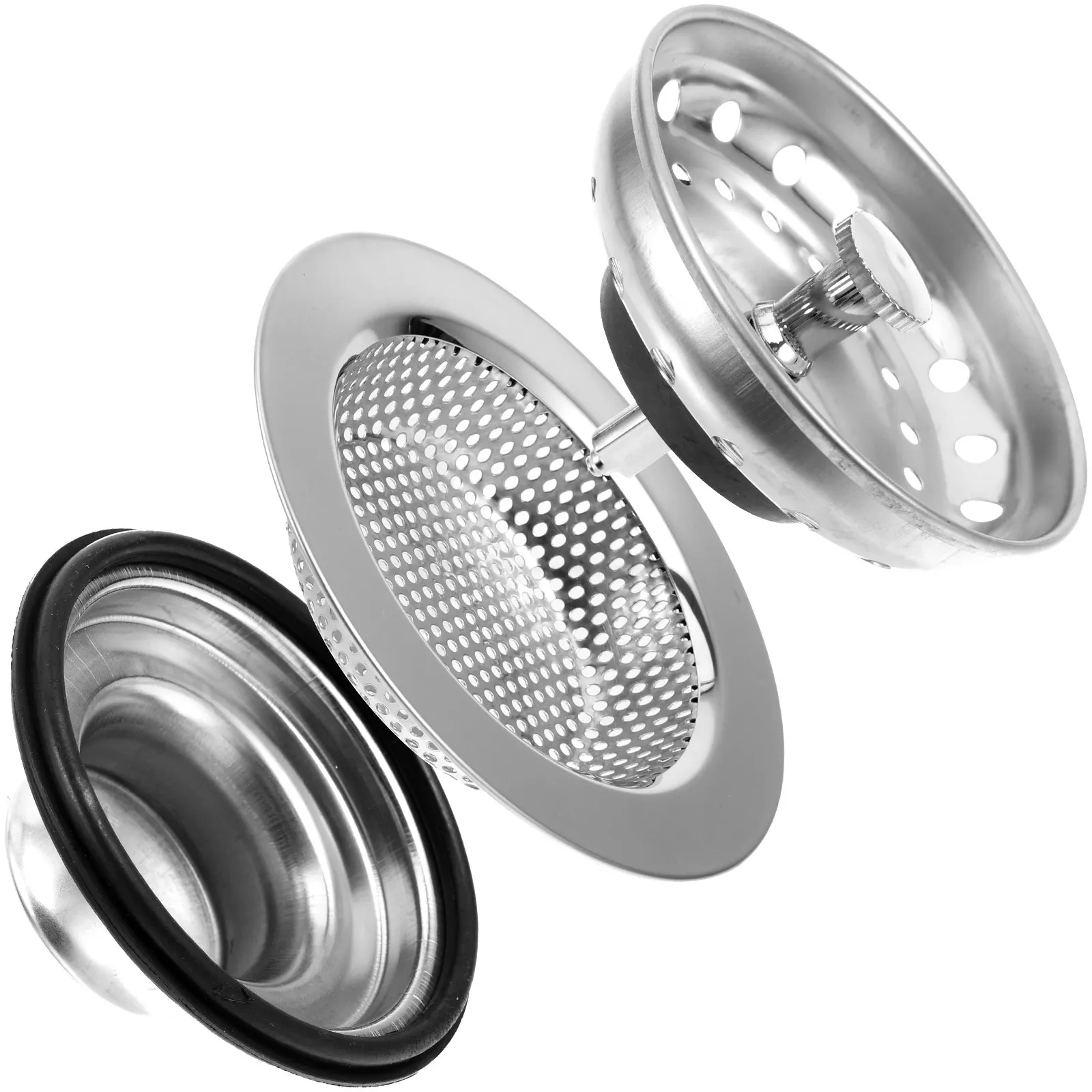 

Набор из 1 шт. сливных фильтров для кухонной раковины из нержавеющей стали с ручкой, сверхпрочный, для двойной раковины, уловитель пищевых отходов и мусора, антизасорный