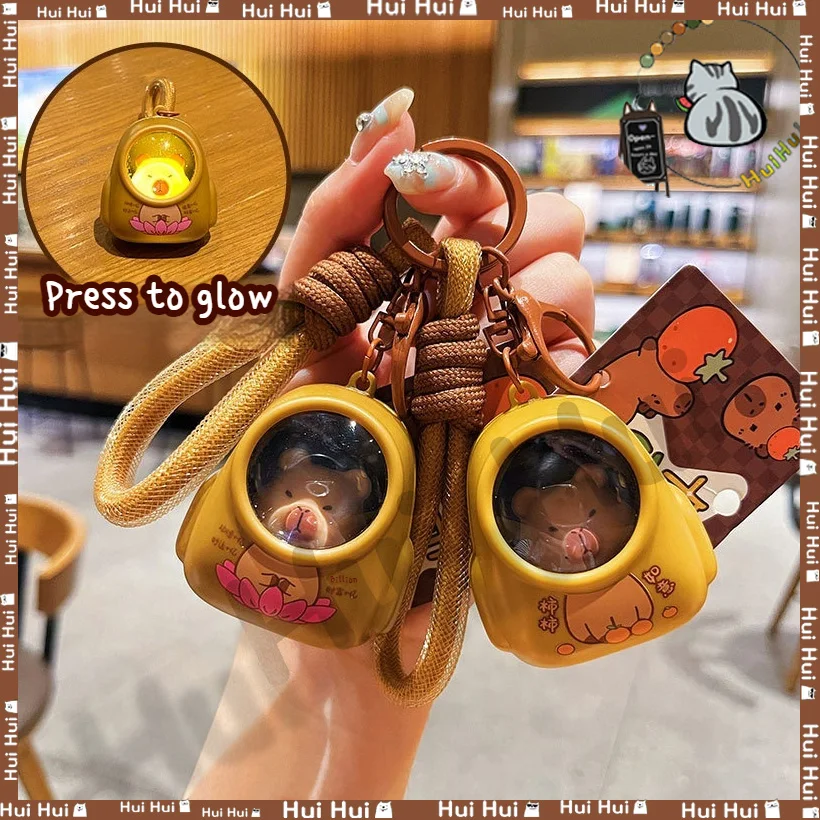 

Original Capybara Schoolbag Light-Up Keychain Cute Cartoon Pvc Capybara Glow Children Diy Bag Charm Small Gift