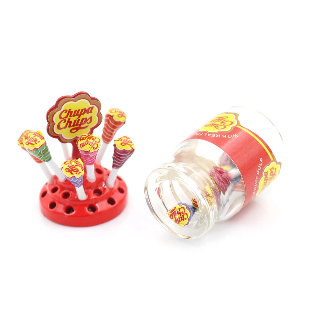 1:12 Doll House Miniature Food Dessert Sugar Mini Lollipops With Case Holder Candy For  Kitchen Furniture Toys Accessories