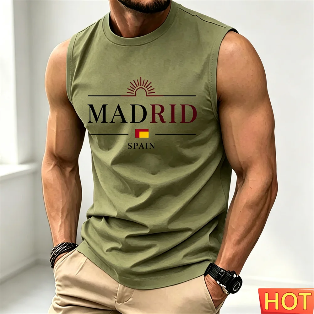 Summer men's casual sleeveless T-shirt Breathable Home Round neck T-shirt Graphics men's T-shirt Men's sports European T-shirts
