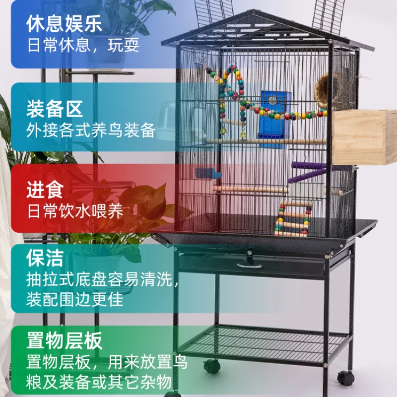 

Luxury Home Bird Cage Breeding Accessories Parrot Nest Open Top Myna Bird Cage Villa Large Oiseaux Accessoires Pet House QF50NL