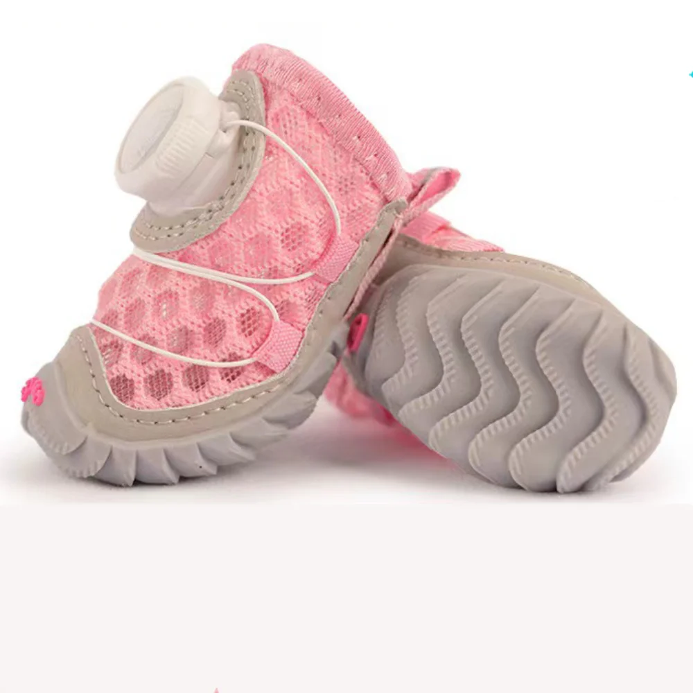 

4pcs/set Regulable Breathable Dog Mesh Shoes Reflective Anti-slip Dog Footwear Thin Adjustable Dog Sneakers Summer Season