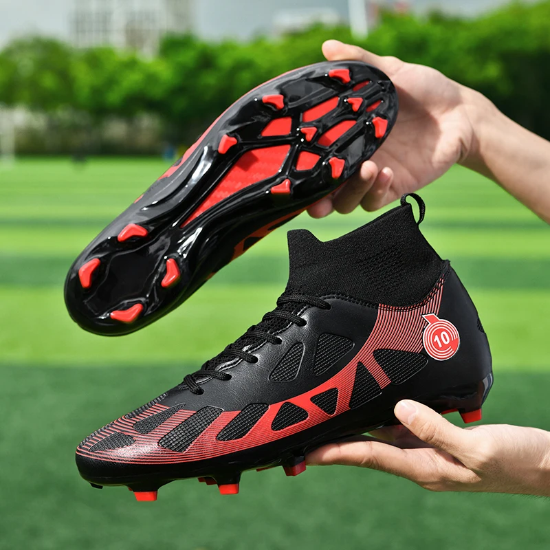 

2025 Football Shoes Fashion Green Men's Football Sneakers Outdoor Non-slip Youth Futsal Soccer Cleats Indoor Comfortable Leather