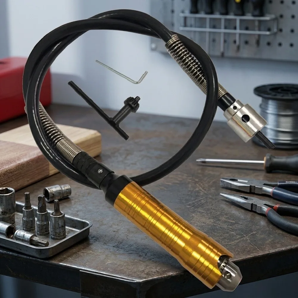 Extension Shaft for Rotary Tools Featuring Flexible Design to Improve Accuracy and Reach on 0-6.5mm Chuck Systems