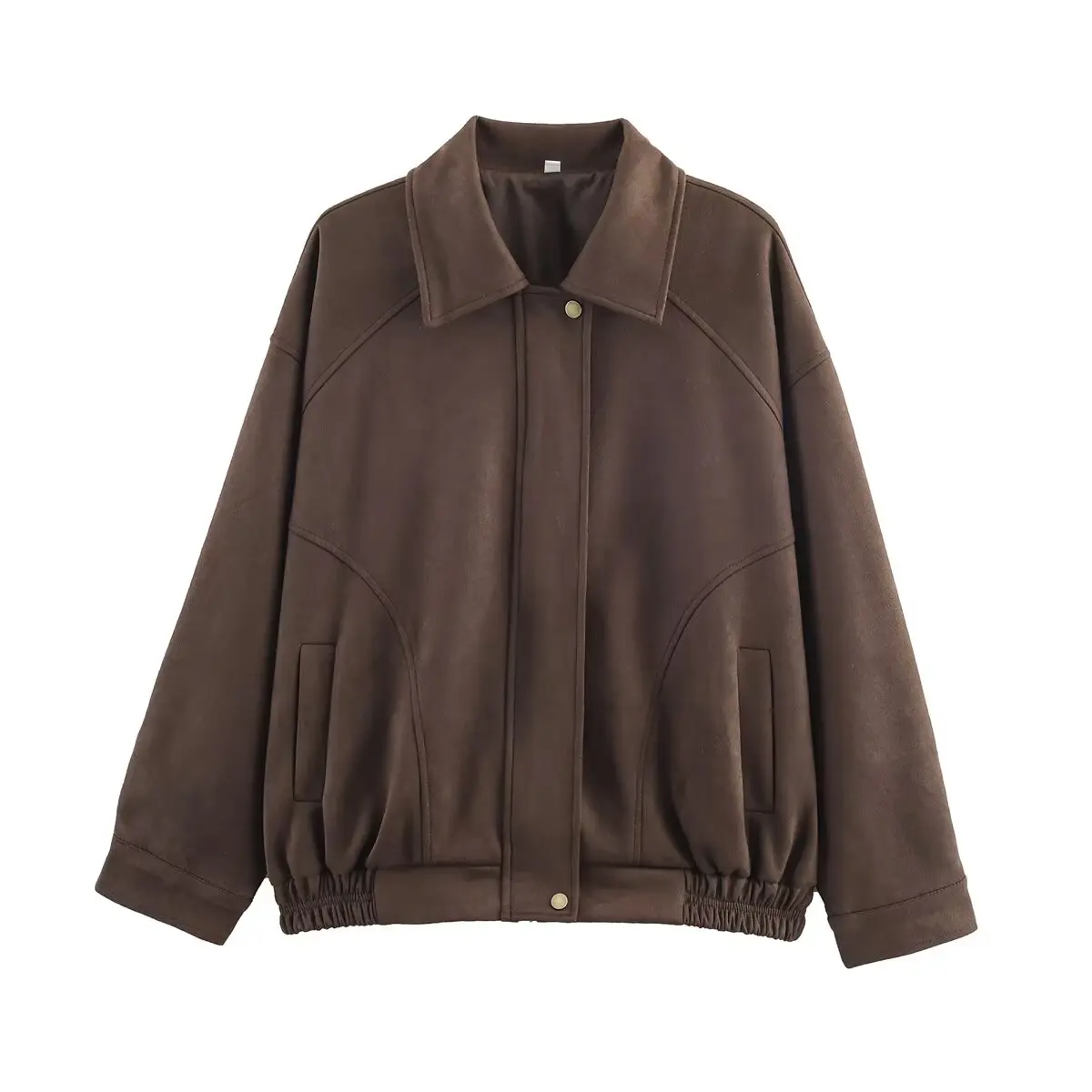 معطف نسائي على الطراز العتيق موضة الخريف/الشتاء بأكمام طويلة وسحّاب وياقة سترة نسائية عالية الشارع معطف مقصوص