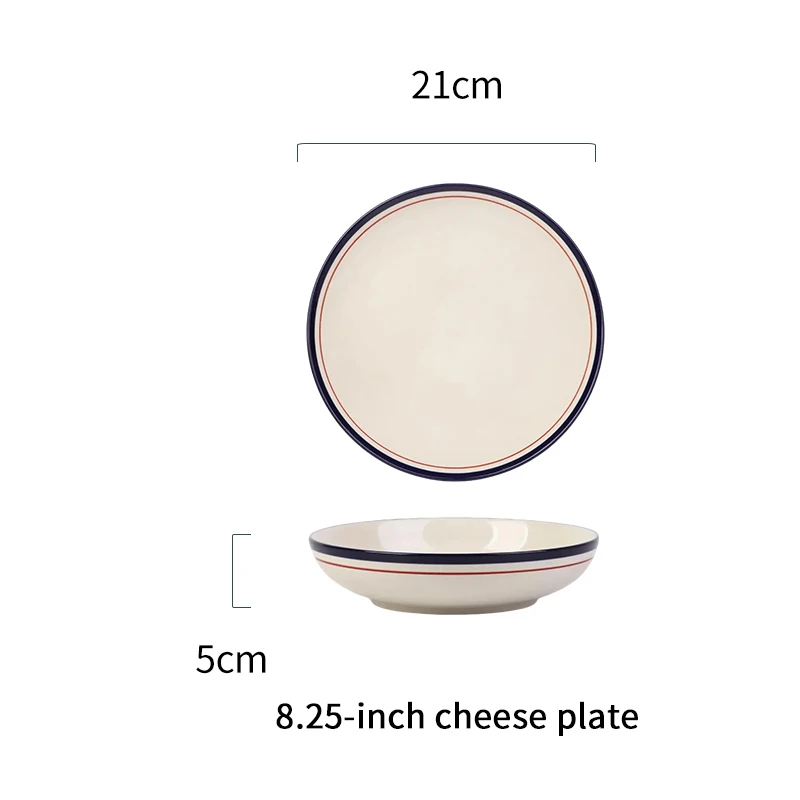

8.25 Inch Cheese Plate 2 Piece Set High Fired Under Glaze Retro Tableware Impact Resistant Easy Clean And Safe