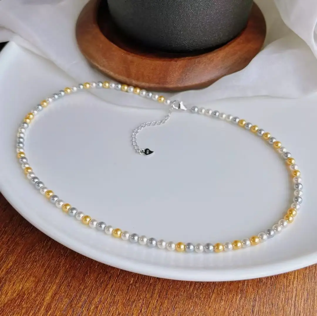 Everyday Elegance: 4mm Multicolor Faux Pearl Choker, Strong Luster Baby Pearl Necklace for Effortless Style