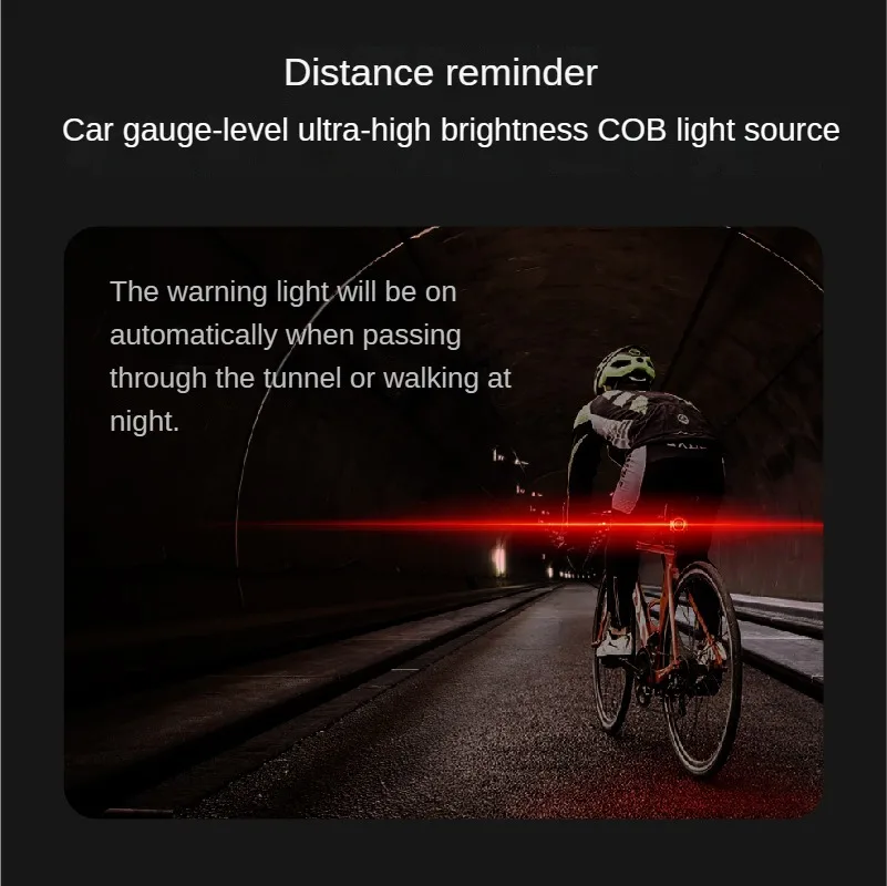 Smart Bicycle Tail Light with Anti-Theft Alarm, Brake Warning, and Lithium Battery Charging