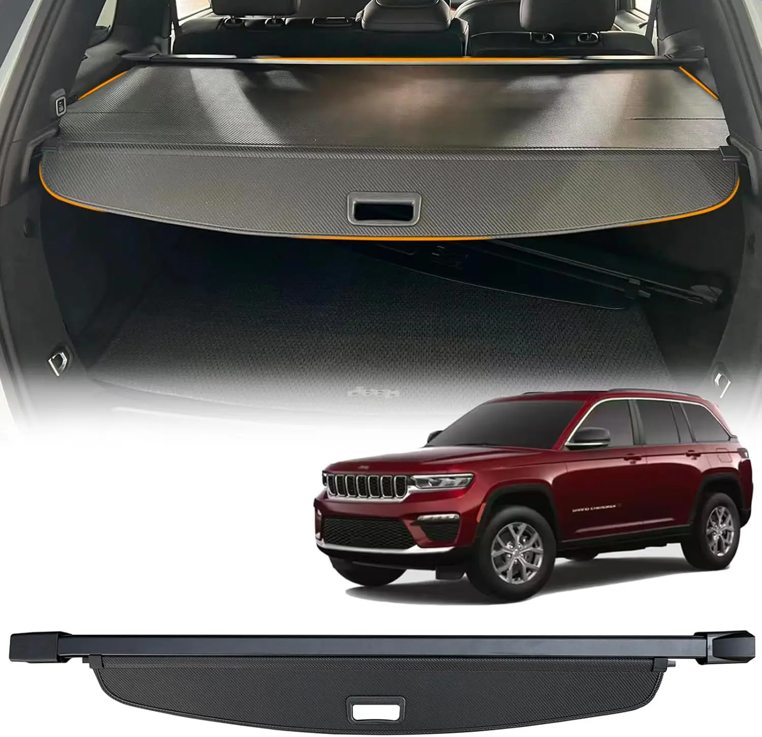 Cargo Cover for 2024 2023 2022 Jeep Grand Cherokee (2 Row WL) & 4XE, Retractable Rear Trunk Cover Compatible with Jeep Grand Che