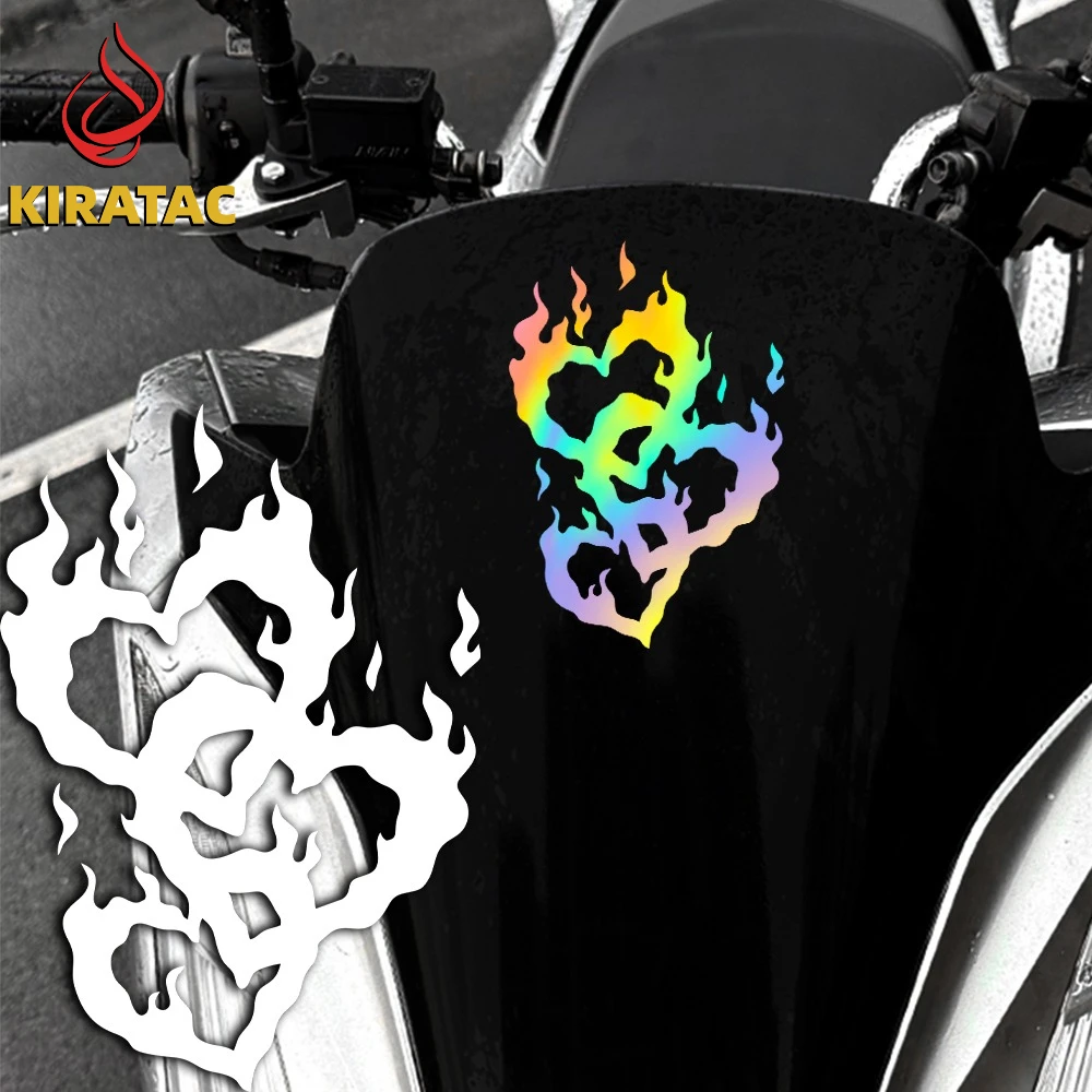 Series Connection Flaming Heart Motocycle Sticker Self-adhesive Vinyl Decal for Fairing Fuel Tank Side Panel Car Window Body