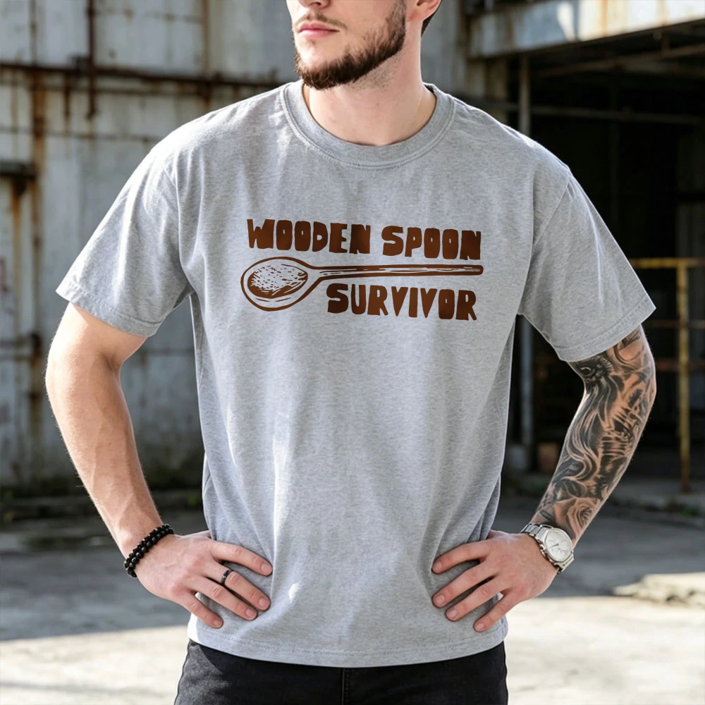 Wooden Spoon Survivor T shirt  Retro Kitchen Tool Joke Unisex Streetwear Shirt Casual Fashion Cotton Short-sleeve Tees Tops