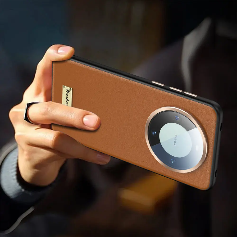 เคสลายลิ้นจี่หนังวัวแท้สำหรับ Honor Magic6 Pro 6 Business ปกป้องทุกส่วนของเครื่อง