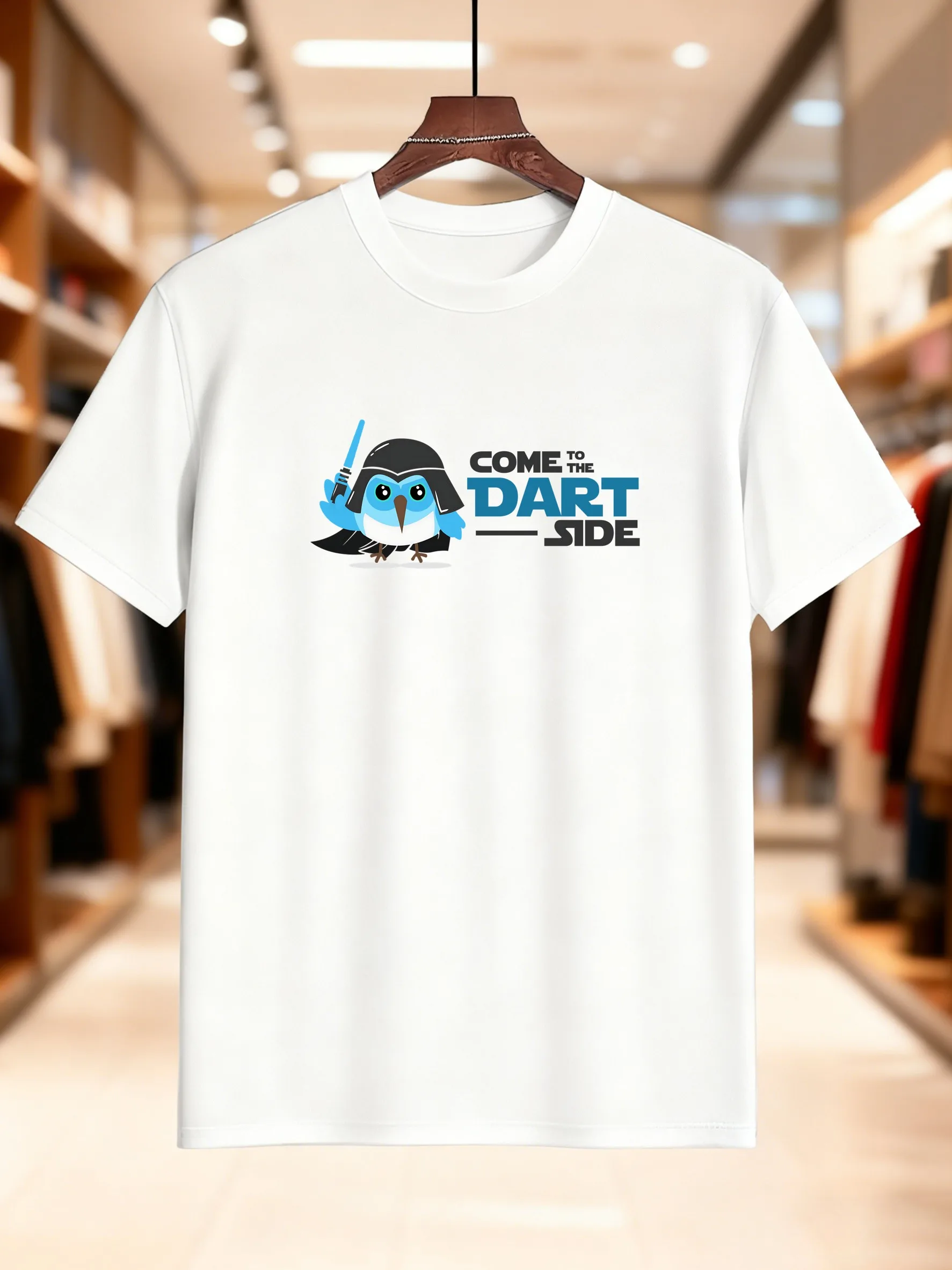 Nova chegada moda masculina algodão impressão gráfica camiseta pássaro com espada darth vader chapéu design na moda casual camiseta macio respirável