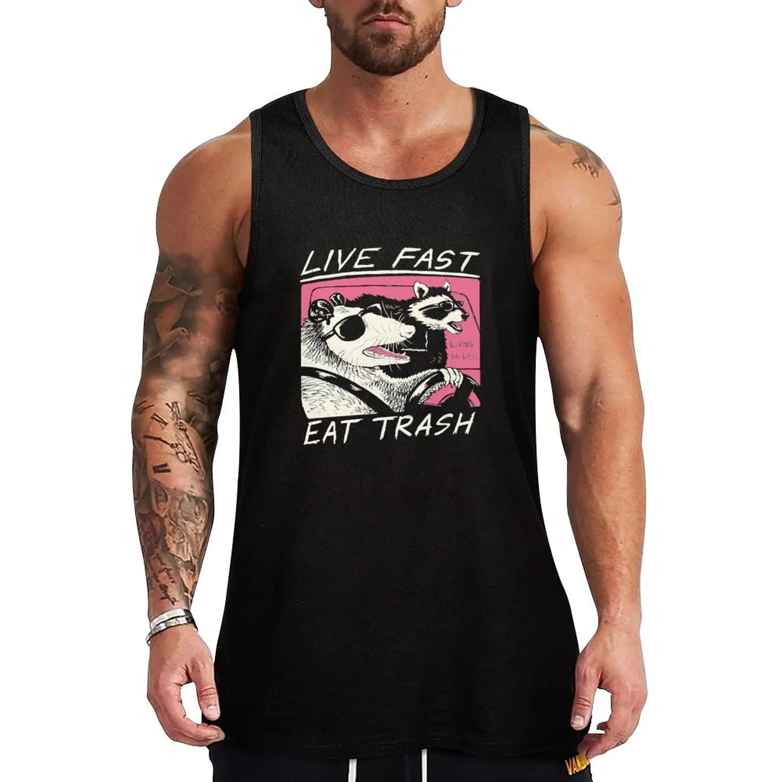 

Live Fast! Eat Trash Tank Top new in tops & t-shirt sleeveless tshirts for men Men sleeveless tee