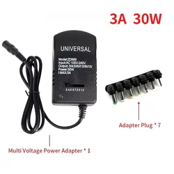 Adjustable Adapter Power Supply Charger Multi Voltage AC 220V TO DC 3V 4.5V  6V 7.5V 9V 12V 30W EU US Converter Adapter Plug 7