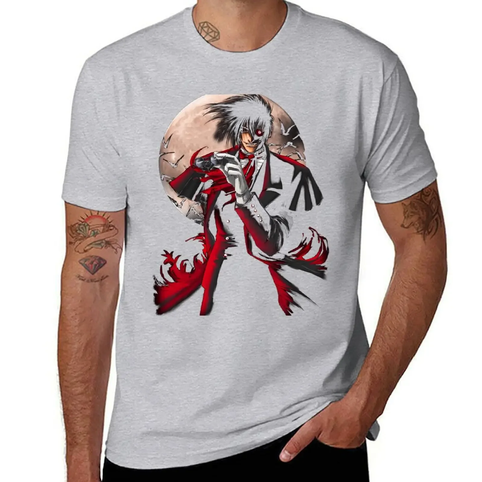 

Новая модель 2025 года, футболка Hellsing Dark Fantasy с аниме-алюкатами, топы больших размеров, одежда в стиле аниме, футболки в тяжелом весе для мужчин