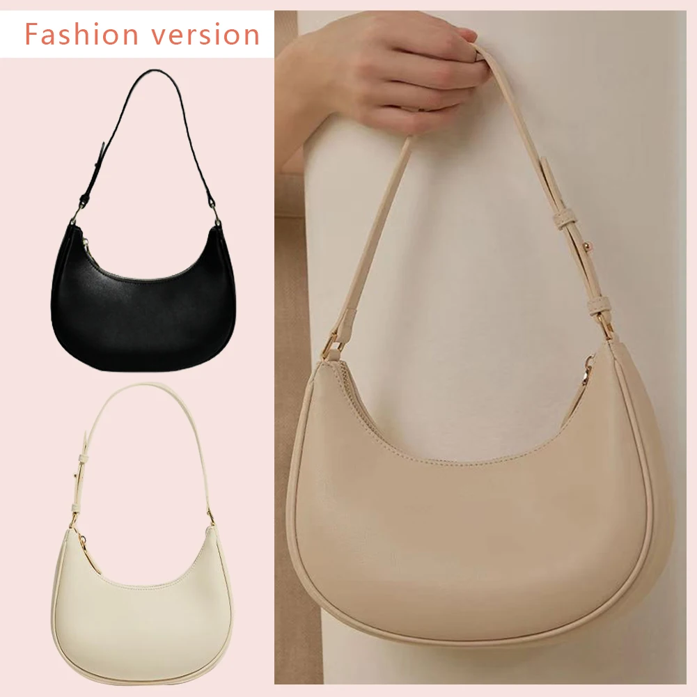 

Ladies Handbags Fashion Simple Women Half Moon Underarm Bag PU Leather Casual Solid Elegant Portable Tote Hobo Purse