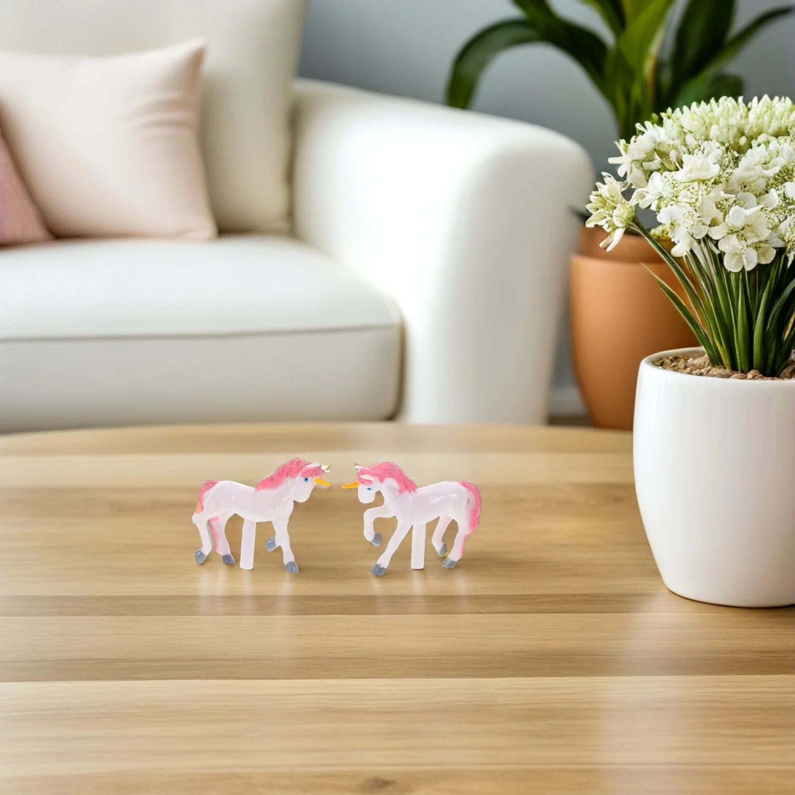 

4pcs Music Box Decoration Unicorn Miniature Figurine Princess Craft Accessories Set Wind Up Musical Charm Part