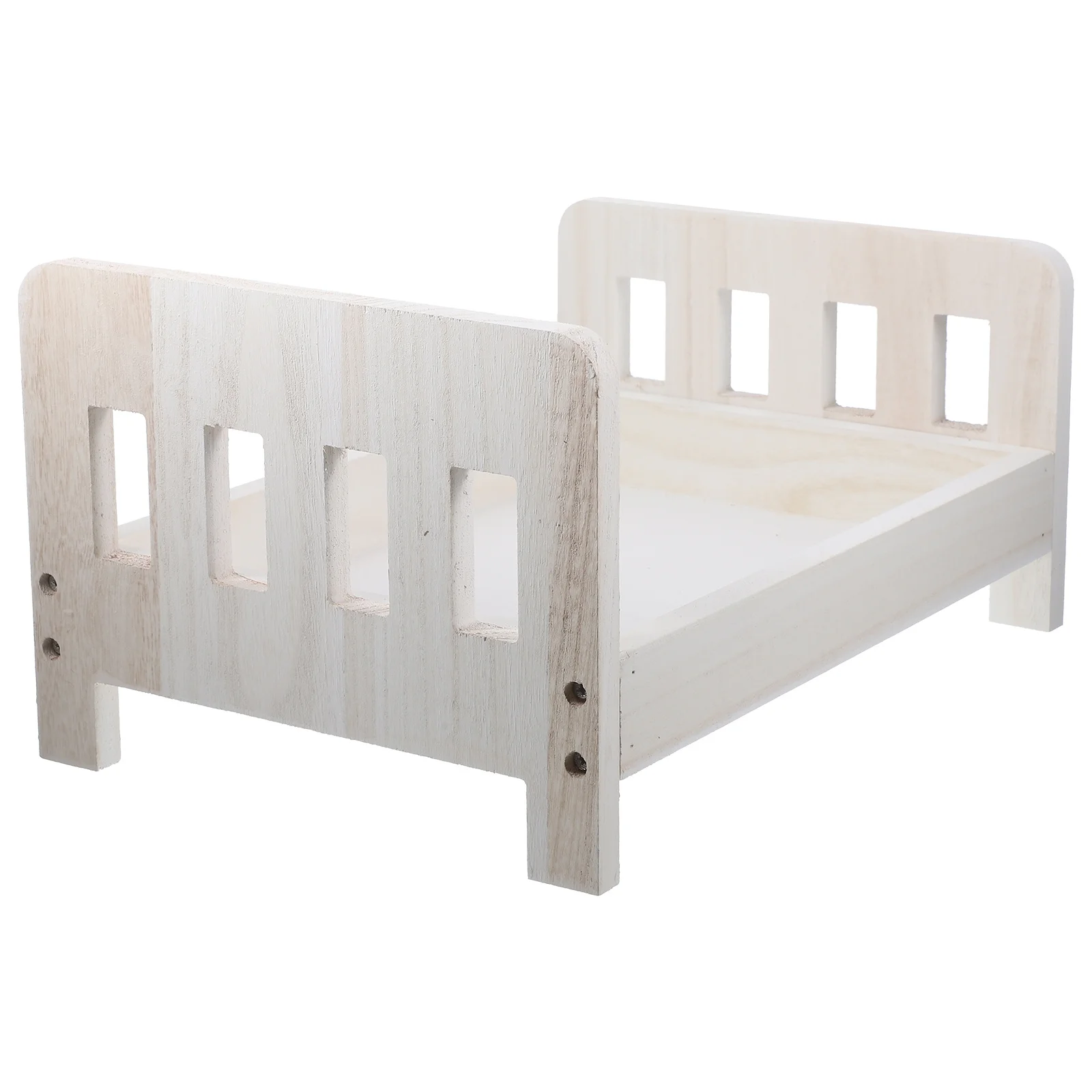 

Cute Wooden Bed Baby Photo Prop Fine Workmanship Mini Size Newborn Photography Decorative Props Children's Bed